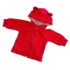 Hanna Andersson Full Zip Hoodie Baby Boy 6-12months Red 100% Cotton